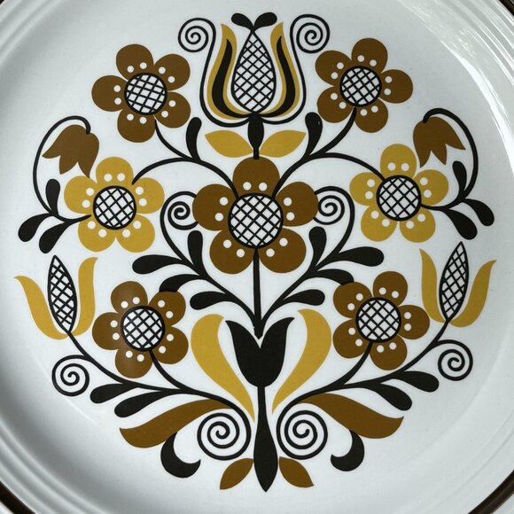 Folklore Ironstone Ware by Myott England 2 Dinner Plates 10" Brown Flowers - Picture 4 of 13